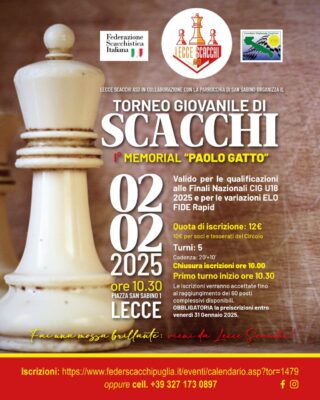 locandina-torneo-cig-u18-I-memorial-paolo-gatto-lecce-scacchi-asd-domenica-2-febbraio-2025-san-sabino-lecce-elo-rapid-fide
